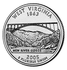 アメリカ合衆国造幣局50州25セントプログラム　ウェストバージニア州