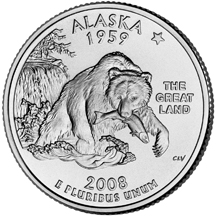 アメリカ合衆国造幣局50州25セントプログラム　アラスカ州