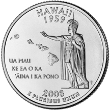 アメリカ合衆国造幣局50州25セントプログラム　ハワイ州