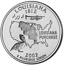 アメリカ合衆国造幣局50州25セントプログラム　ルイジアナ州