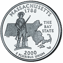 アメリカ合衆国造幣局50州25セントプログラム　マサチューセッツ州