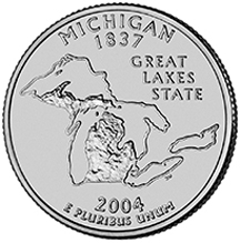 アメリカ合衆国造幣局50州25セントプログラム　ミシガン州