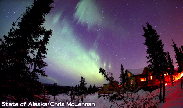 アラスカのオーロラ観測